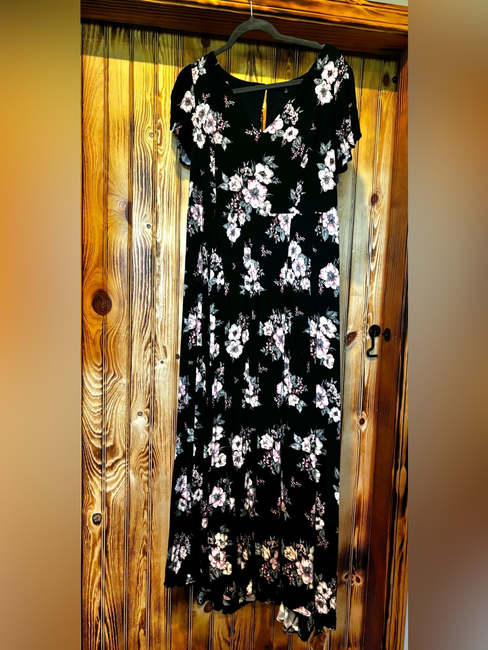 torrid Black Maxi dress with Pink & White Floral Print